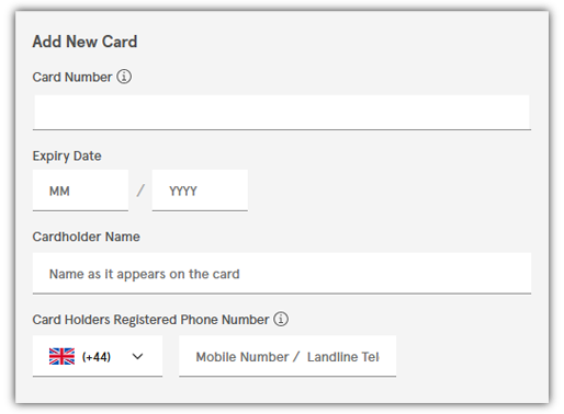 Update Payment Cards