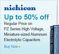 Up to 50% of Regular Price on PZ Series High Voltage, Miniature-sized Aluminum Electrolytic Capacitors